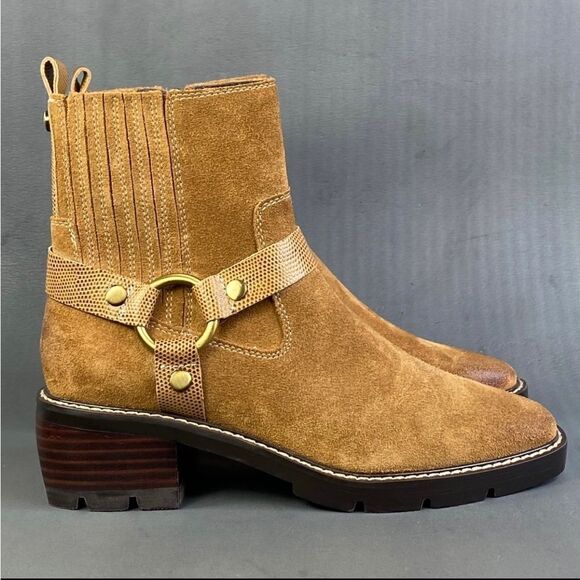 Donald Pliner leather suede Women MAI Saddle Bootie shoes size  8 - Picture 1 of 11